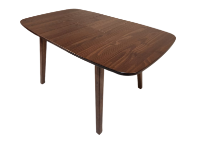Mesa extensível de madeira no acabamento marrom amendoado / Coleção Scandian